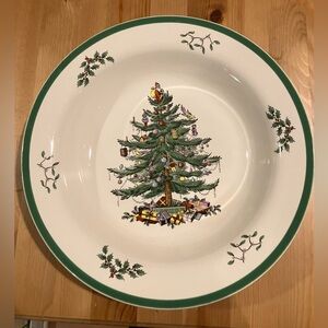 Spode Christmas Tree Green Trim S3324-A2 Dinner Plate 12 Inches EUC